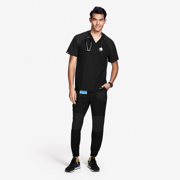 men's Black Mickey Mouse - Raglan Scrub Top