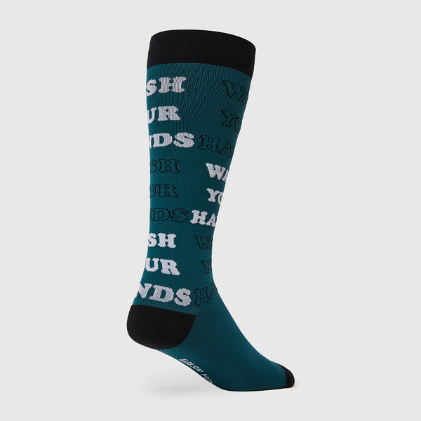 men's Caribbean Blue Wash Your Hands  - Compression Socks