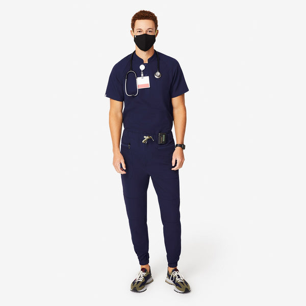 men's Navy Bengo - Henley Scrub Top