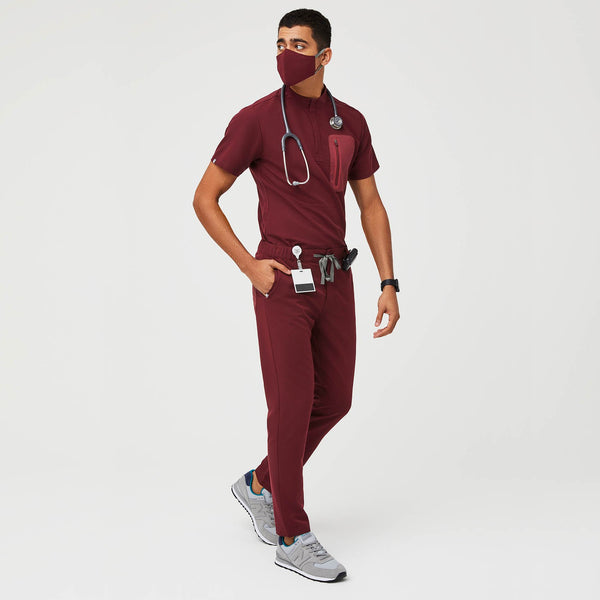 men's Burgundy Daga - Slim Scrub Pant