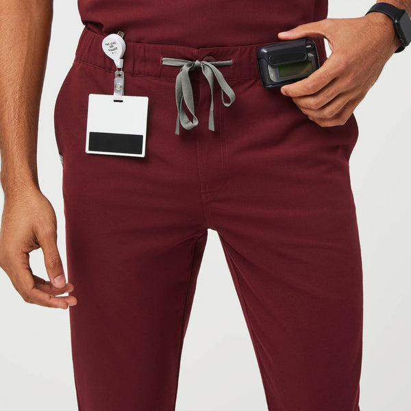 men's Burgundy Daga - Slim Scrub Pant