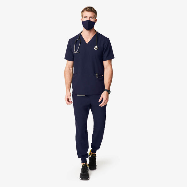men's Navy Jimeta - V-Neck Scrub Top