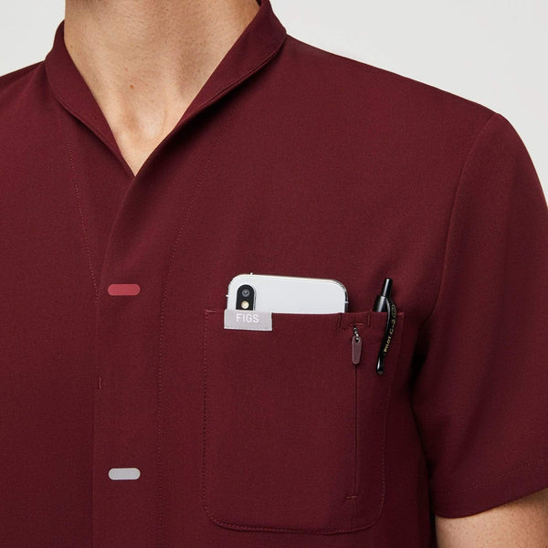 men's Burgundy Moree - Classic Collared Scrub Top