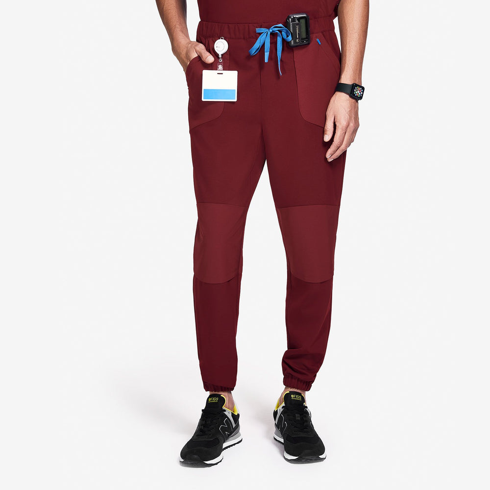 men's Burgundy Mickey Mouse - Slim Jogger Scrub Pant
