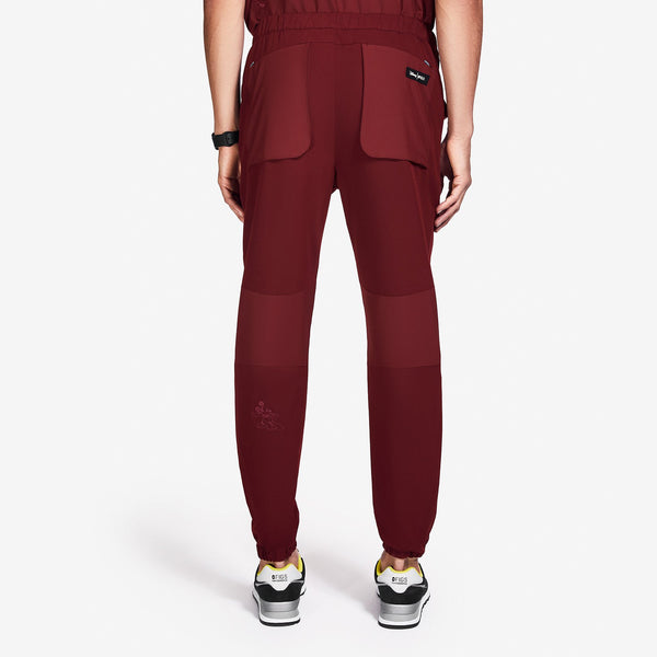 men's Burgundy Mickey Mouse - Slim Jogger Scrub Pant