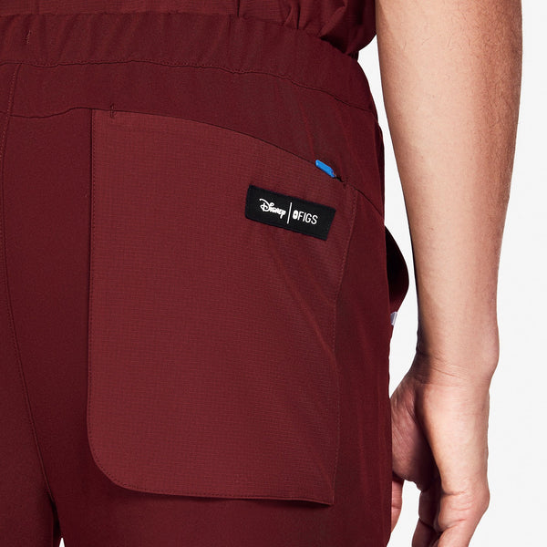 men's Burgundy Mickey Mouse - Slim Jogger Scrub Pant