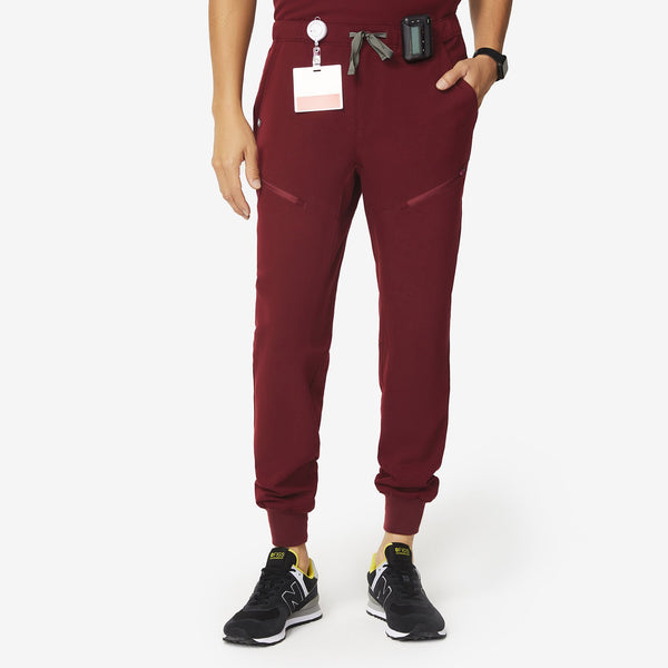 men's Burgundy Tansen - Zip Jogger Scrub Pant