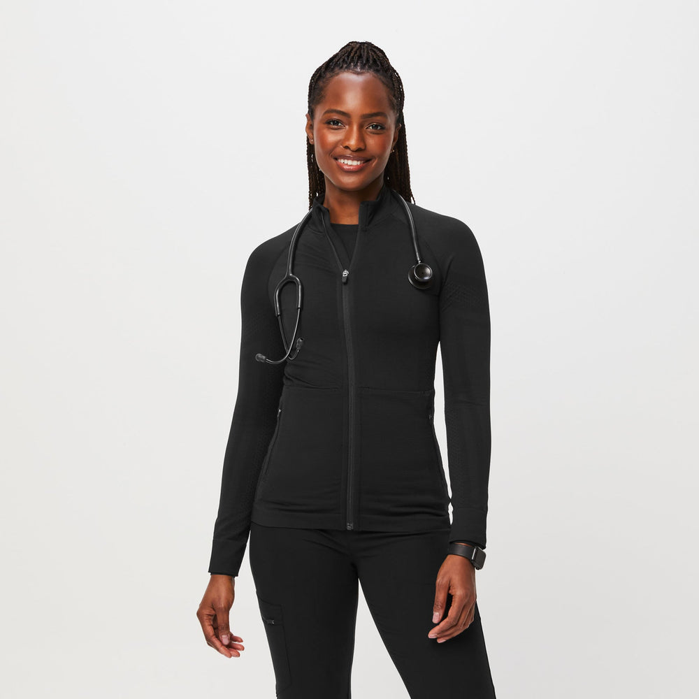 women's Black Salta Seamless - Full-Zip