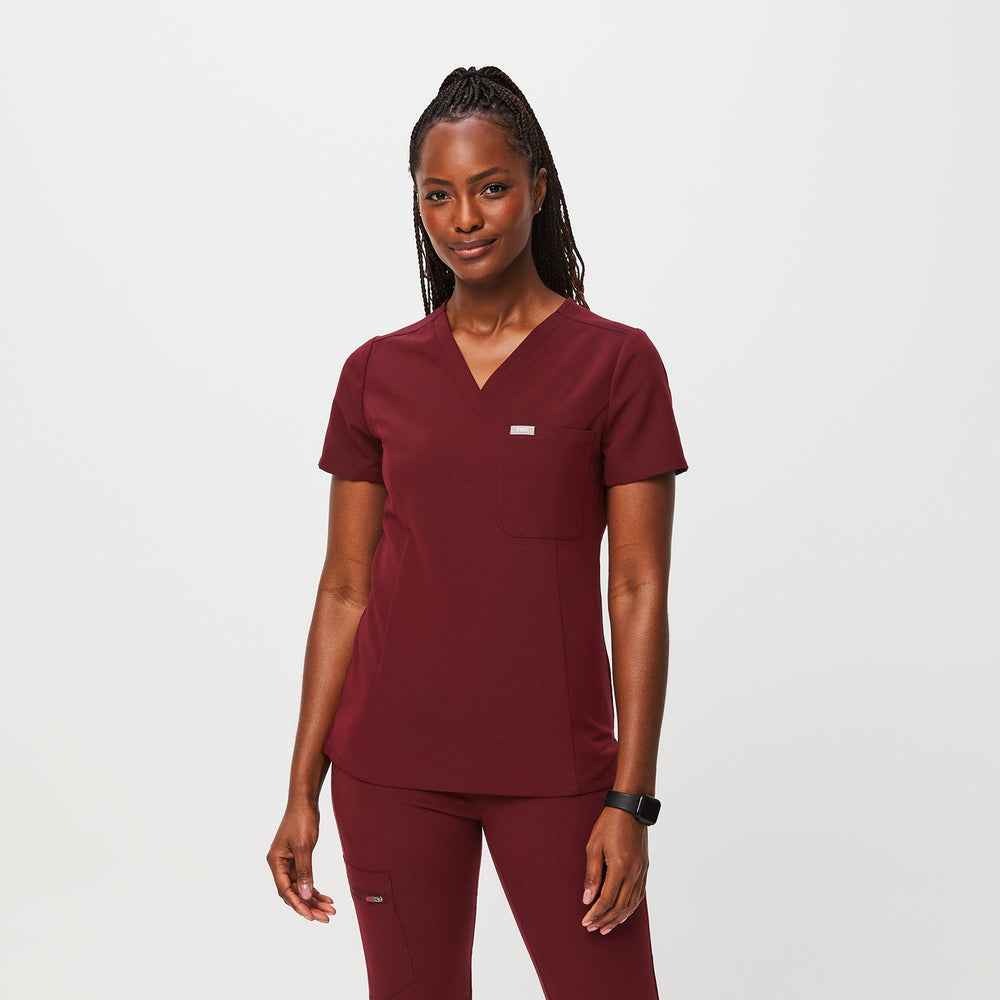 women's Burgundy Slim Catarina Scrub Top™