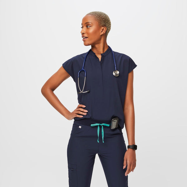 women's Navy FREEx™ Rafaela™ - Oversized Scrub Top