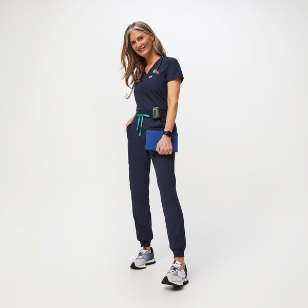 women's Navy FREEx™ Lined Zamora™ High-Rise - Petite Jogger Scrub Pant