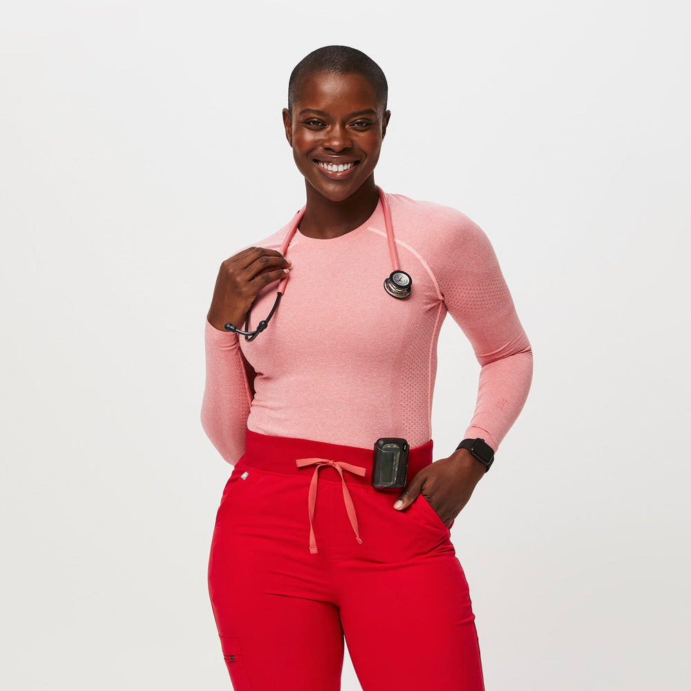 women's Heather Pop Red Salta Seamless - Long-Sleeve Underscrub