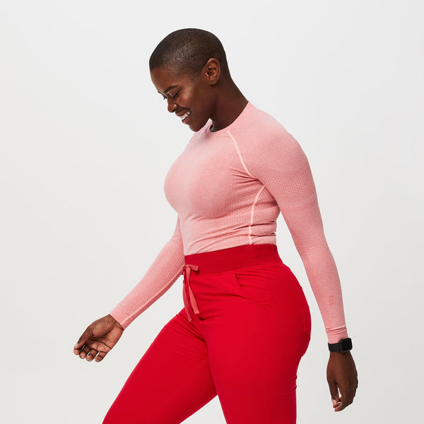 women's Heather Pop Red Salta Seamless - Long-Sleeve Underscrub
