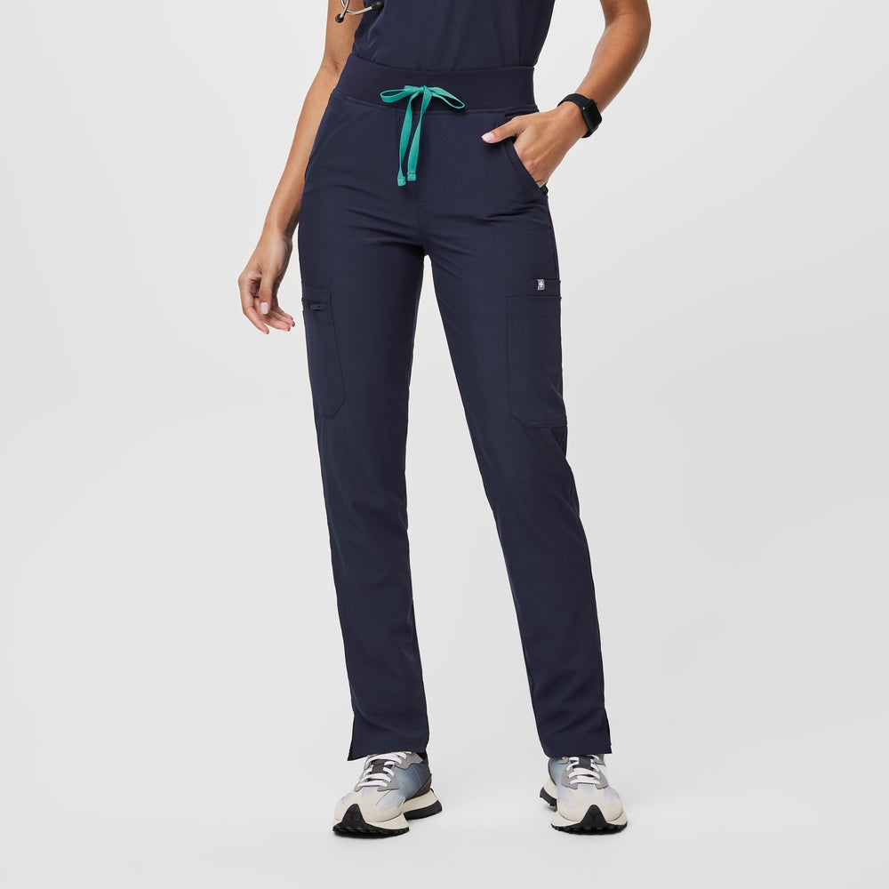 women's Navy FREEx™ Lined Yola High-Rise Slim - Petite  Scrub Pant