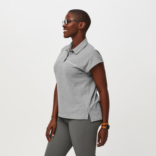 women's Heather Grey FIGSPRO™ Pique Drop Shoulder Polo