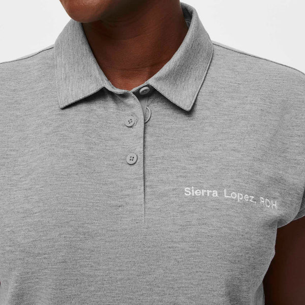 women's Heather Grey FIGSPRO™ Pique Drop Shoulder Polo