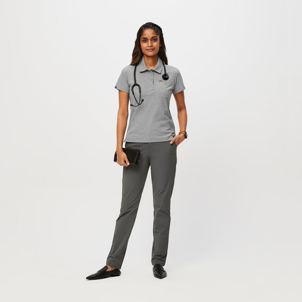 women's Heather Grey FIGSPRO™ Pique - Short-Sleeve Polo