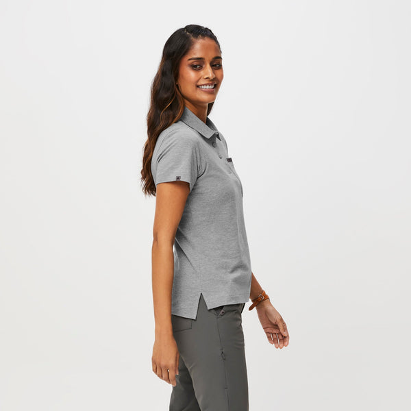 women's Heather Grey FIGSPRO™ Pique - Short-Sleeve Polo