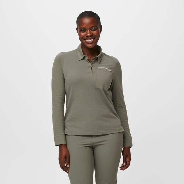 women's Agave FIGSPRO™ Pique Long-Sleeve Polo