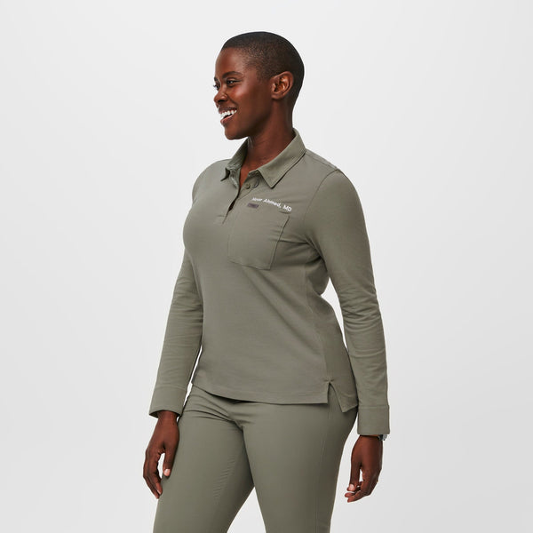women's Agave FIGSPRO™ Pique Long-Sleeve Polo
