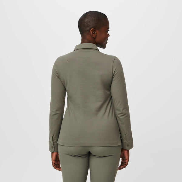 women's Agave FIGSPRO™ Pique Long-Sleeve Polo