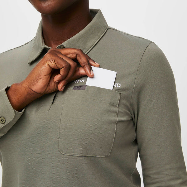 women's Agave FIGSPRO™ Pique Long-Sleeve Polo