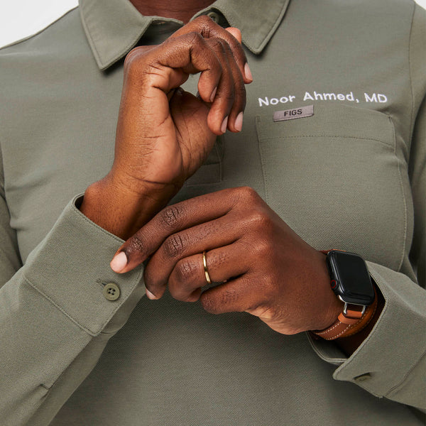 women's Agave FIGSPRO™ Pique Long-Sleeve Polo