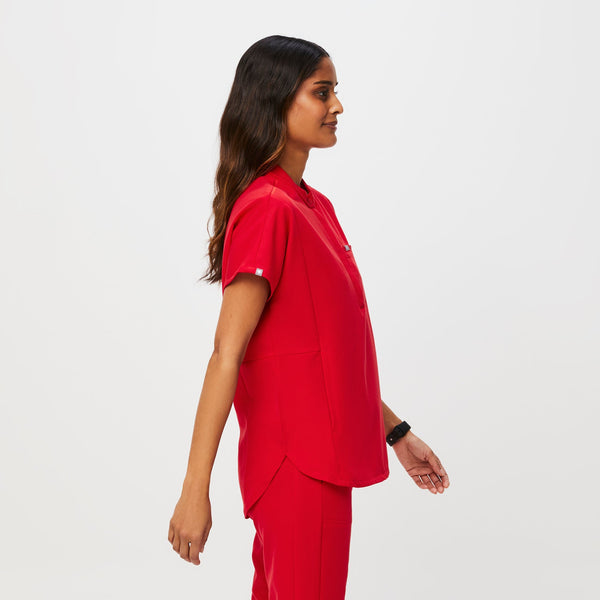 women's Pop Red Montex Relaxed Scrub Top