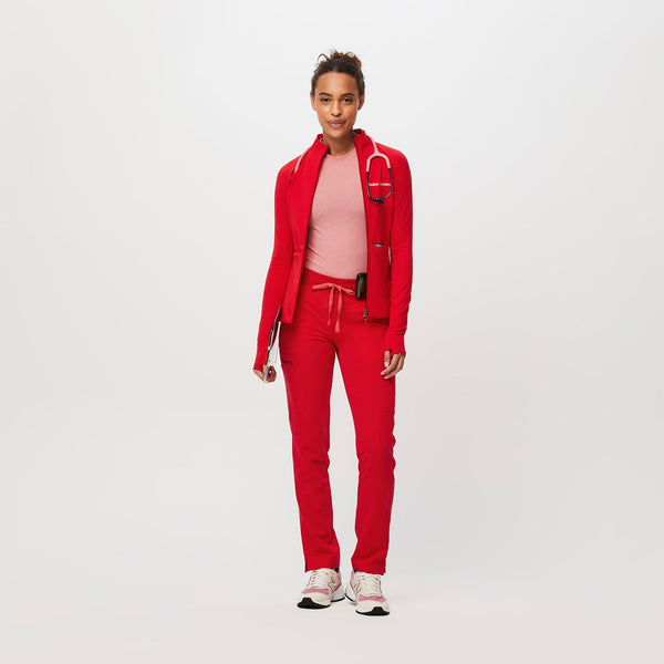 women's Pop Red ContourKnit Scrub Jacket