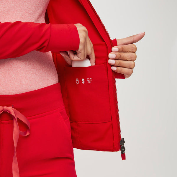 women's Pop Red ContourKnit Scrub Jacket