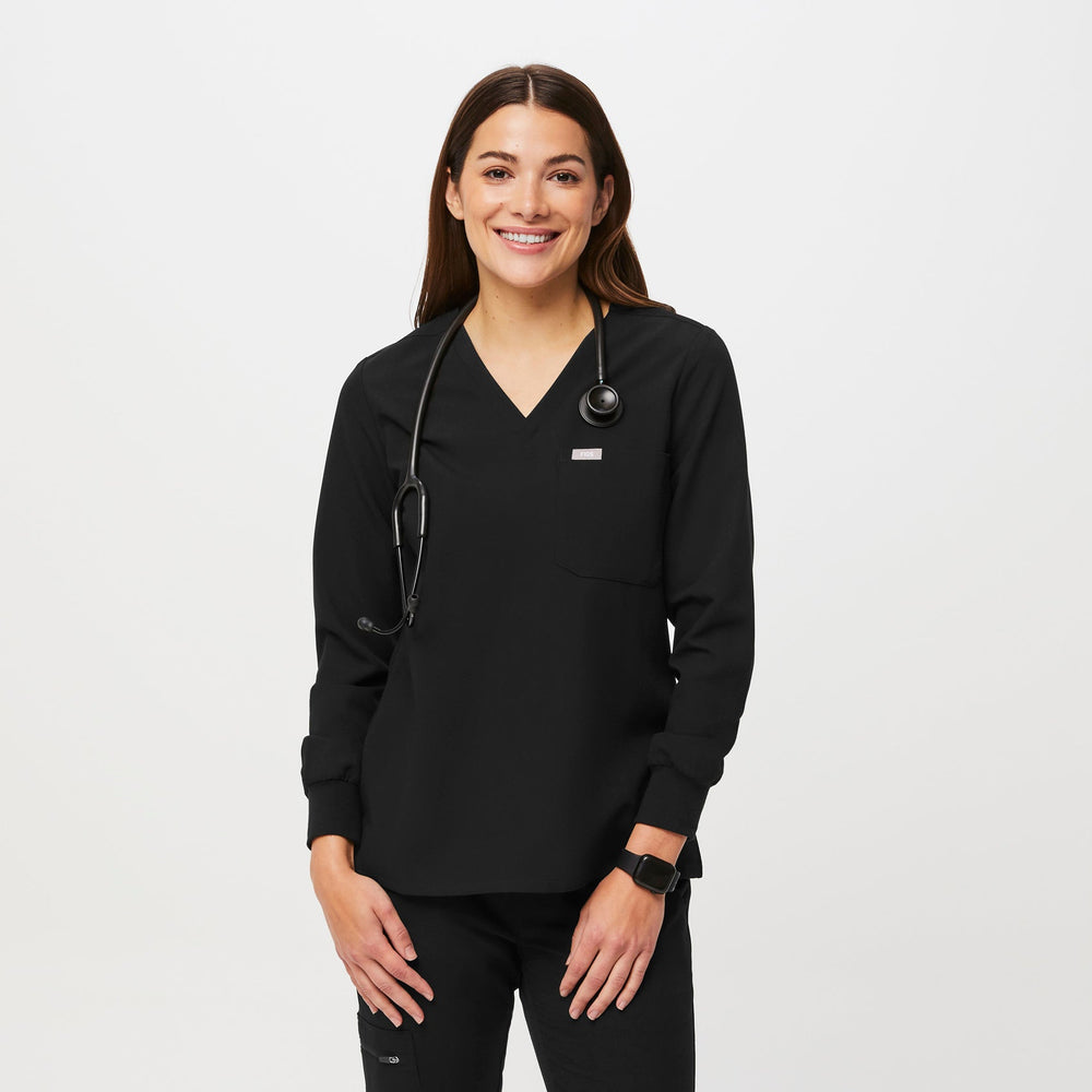 women's Black Catarina Long-Sleeve -  Scrub Top™