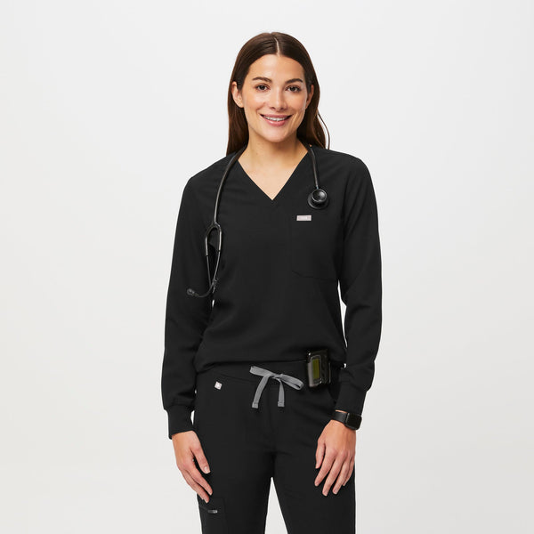 women's Black Catarina Long-Sleeve -  Scrub Top™