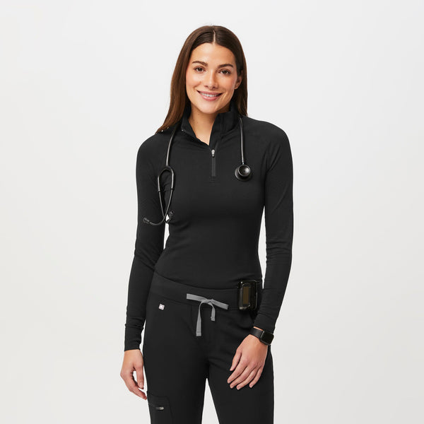 women's Black Salta Seamless - ¼  Zip
