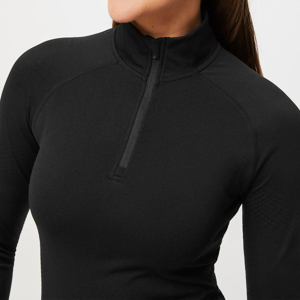 women's Black Salta Seamless - ¼  Zip