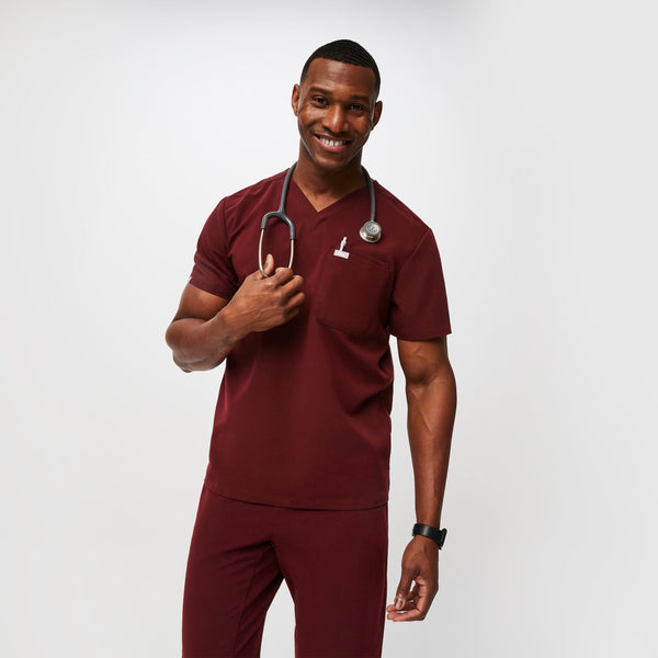 Men's Burgundy Leon -  Scrub Top™