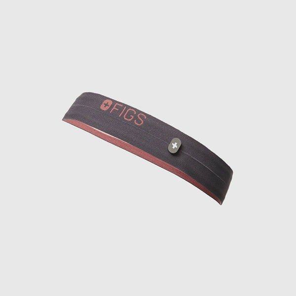 Charcoal Elastic Headband With Buttonholes