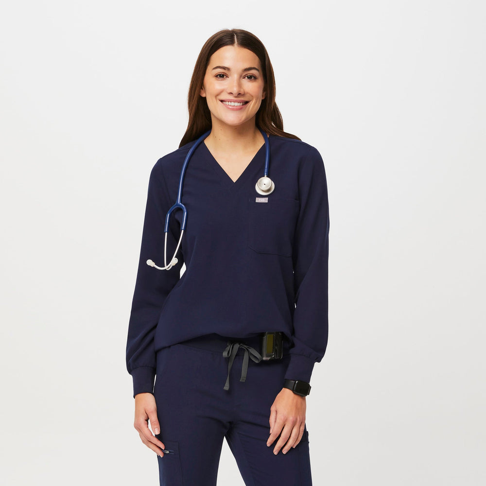 women's Navy Catarina Long-Sleeve -  Scrub Top™