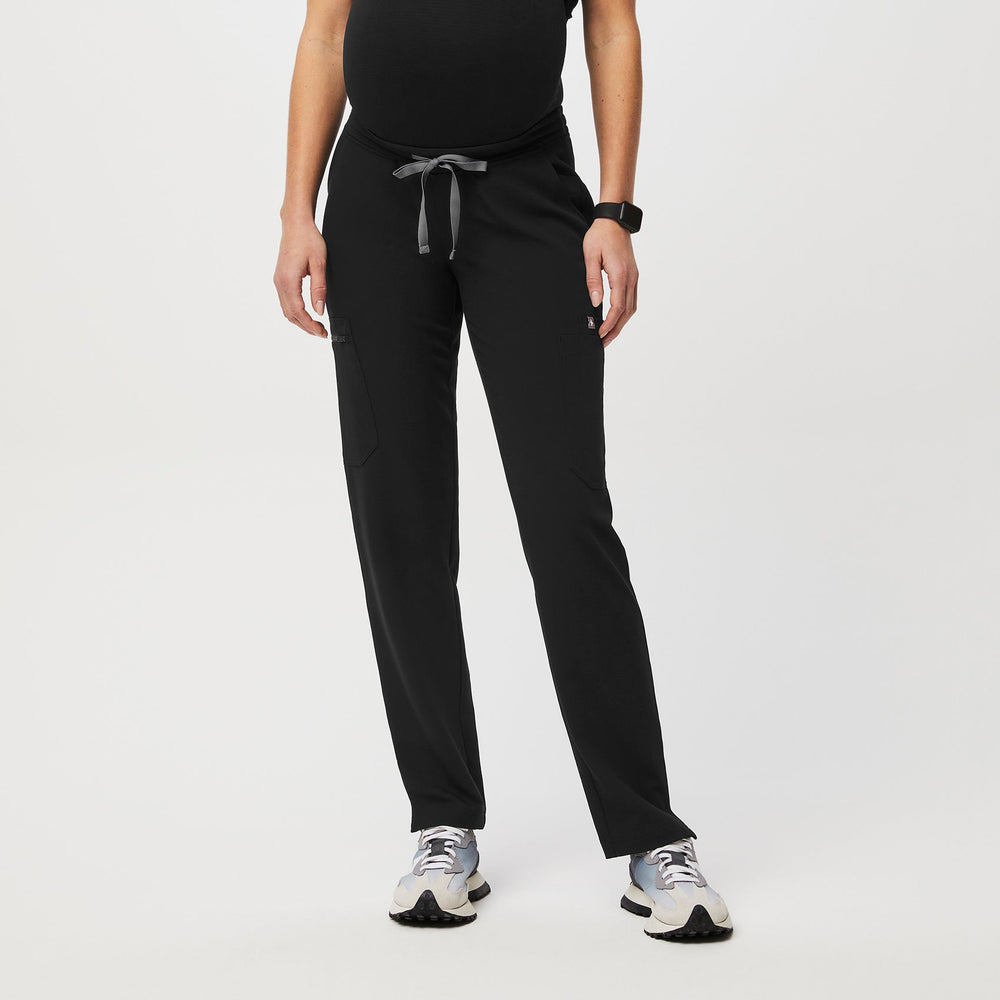 women's Black Yola™ Maternity - Petite  Scrub Pant