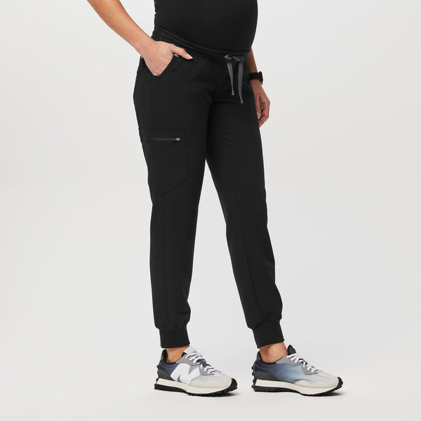 women's Black Zamora™ Maternity - Petite Jogger Scrub Pant