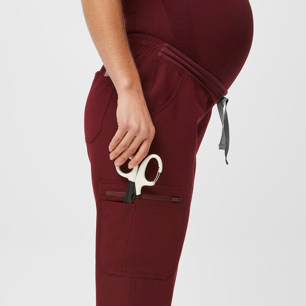 women's Burgundy Yola™ Maternity - Petite  Scrub Pant