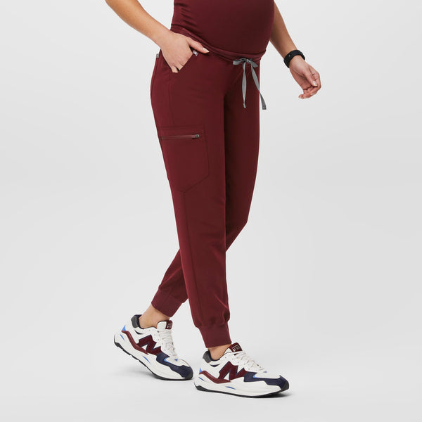 women's Burgundy Zamora™ Maternity - Petite Jogger Scrub Pant