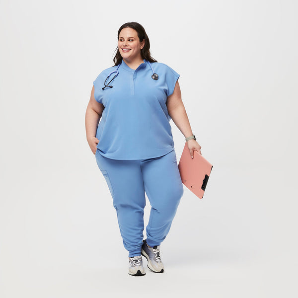 women's Ceil Blue Rafaela™ - Oversized  Scrub Top (3XL - 6XL)
