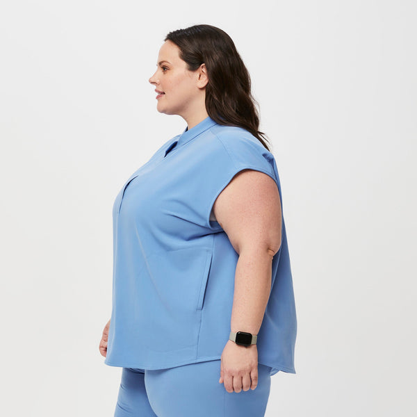 women's Ceil Blue Rafaela™ - Oversized  Scrub Top (3XL - 6XL)