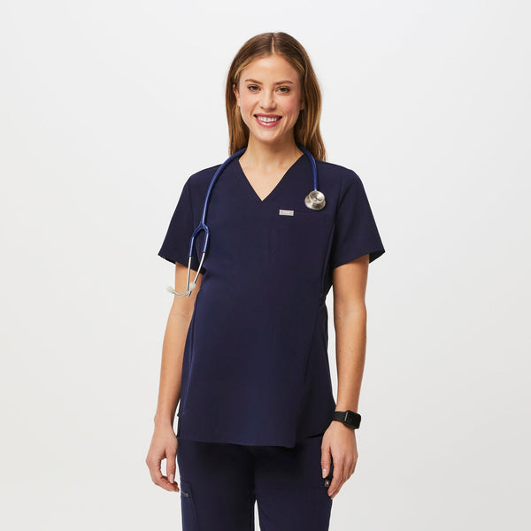 Women's Navy Octavia Maternity - Scrub Top
