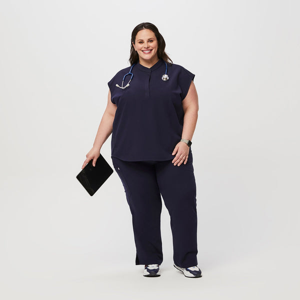 women's Navy Rafaela™ - Oversized  Scrub Top (3XL - 6XL)