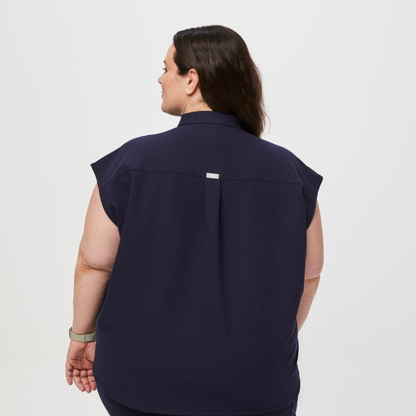 women's Navy Rafaela™ - Oversized  Scrub Top (3XL - 6XL)