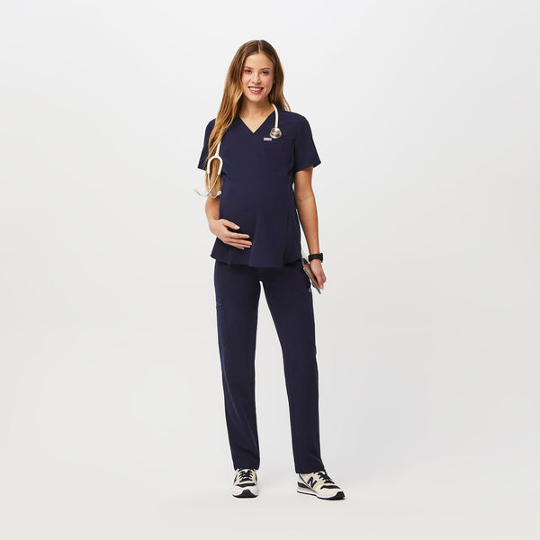 women's Navy Yola™ Maternity - Petite  Scrub Pant