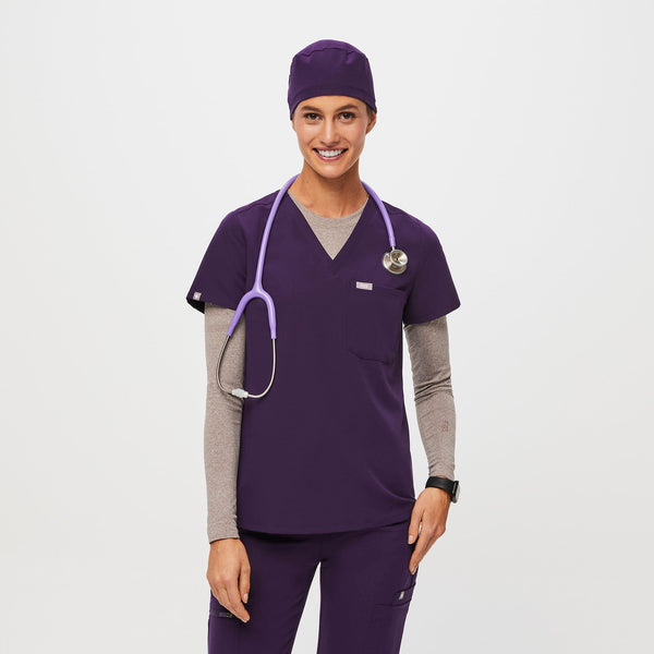 Purple Jam FIGS Scrub Cap With Buttonholes