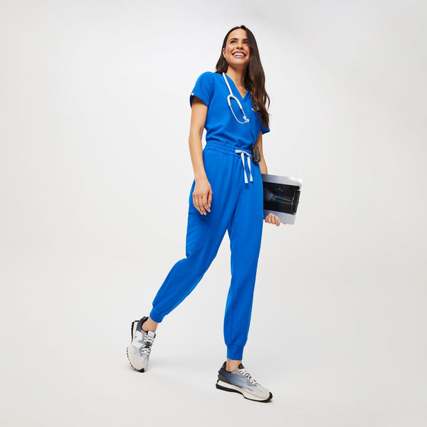 women's Royal Blue Uman High-Rise - Petite Jogger Scrub Pant