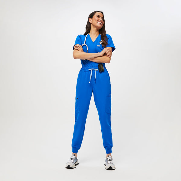 women's Royal Blue Uman High-Rise - Petite Jogger Scrub Pant